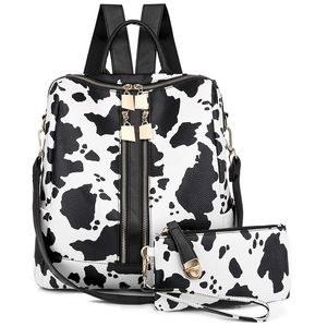 Masowe krowy wzór lamparta torby plecakowe kobiety torebka torebka torebka Pu skórzane ramię podróż