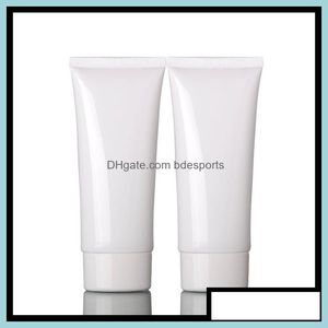 Packing Bottles Office School Business Industrial 50Ml 100Ml White Cosmetic Plastic Tube For Hand Cream Soft Screw Cap Clearer Drop Delive