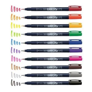 10pcsset Japanese Tombow Brush Pen Fudenosuke Lettering Calligraphy Drawing Marker s for School Supplies 10 Colour Y200709