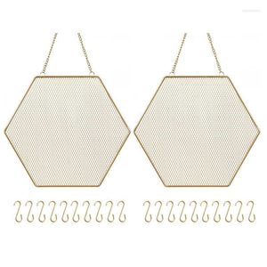 Jewelry Pouches Bags Hanging Earring Holder Wall Mounted 2 Packs Organizer Decorative Hexagon Grid Shape Wynn22