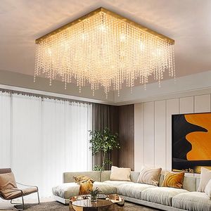 Modern living room ceiling chandelier lamp luxury gold home decor ceiling light fixture square design bedroom led crystal lamps