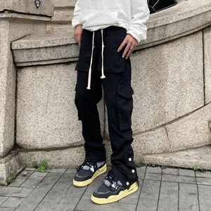 Moda Şık Japon Sokak Giyim Joggers Erkekler Kargo Pantolon Yüksek Sokak Şık Techwear Pocket Hop Hop Kırılma Harem Pantolon Erkek G220802