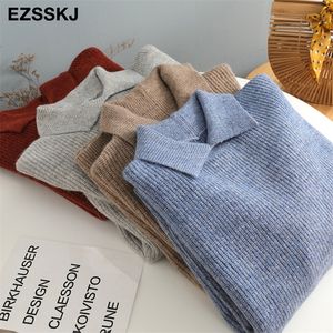 Chic Casual Overize Autumn Winter Cashmere Tjock tröja Kvinnor Big Sleeve Loose Sweater Pullovers Girl Jumper Top 201204