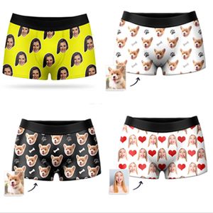 Wholesale mens valentine boxers for sale - Group buy Custom Personalized Po Pet Face Printed Po Mens Boxer Shorts Valentines Day husband briefs brithday funny underwears gift