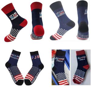 Lets Go Brandon Trump Socks 2024 American Election Party levererar roliga sockmän och kvinnor Bomullsstrumpor FY3551 SXA6