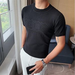 Męskie Koszulki Letnie Mężczyźni Lodowy Jedwab Krótki Rękaw T Koszulki Odzież 2022 Okrągła Neck Slim Fit Casual Dzianiny Koszula Homme Streetwear