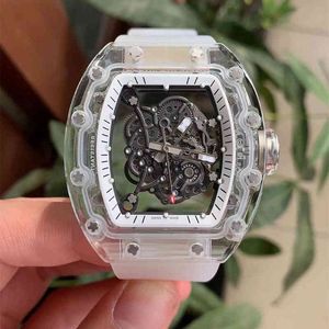 Zegarki projektant zegarku Richa Milles Business Rekrut męskie automatyczne zegarek mechaniczny przezroczyste kryształowe szkło wydrążone