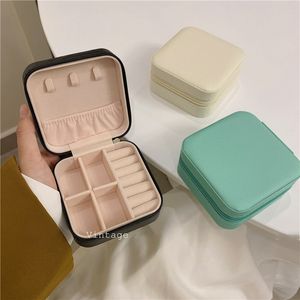 Retro Jewelry Storage Box Square Single Layer Jewelry Organizer Portable Velvet Inner Box Candy Color Earrings Rings Holder