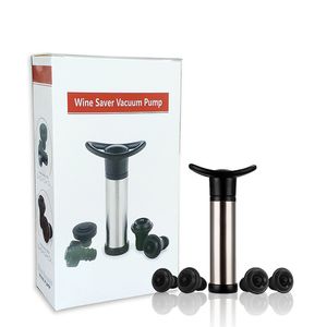 Ferramentas de barra Premium Wine Pump Preserver Saver Kit Bombas de vácuo de aço inoxidável com 2/3/4 Bottle Stoppers Sealing Preserver para manter os vinhos perfeitamente frescos