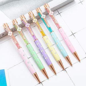 Linda Caneta Esferográfica de Metal Trevo de Quatro Folhas Canetas Esferográficas de Cristal Multicoloridas para Escritório em Casa Material de Escrita para Aluno da Escola Presente de Promoção para a Temporada Escolar ZL1213