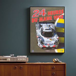 24 Saat Le Mans 1998 Poster Boyama Tuval Baskı Nordic Ev Dekor Duvar Sanatı Oturma Odası Çerçevesiz