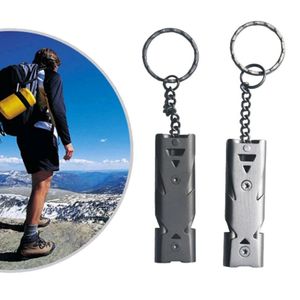 Gadgets de futebol de futebol Treinando o torcida de torcida de 150db Two Pipe High Decibel Whistle Emergency SOS Whistle Keychain EDC Tool