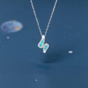 Pendant Necklaces Sell Wholesale Retail Amazing Gift Blue Fire Opal Silver Stamped Lady's Necklace Pendants Fashion Jewelry OP303Pendant