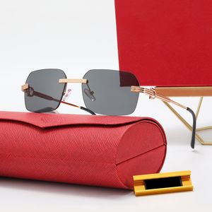 fashion man designer sunglasses gradient beach sun glasses women classic C decorate frameless male luxury gold gun grey hexagonal eyewear Anti blue light Polarizer