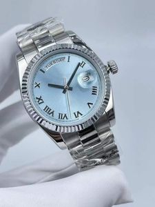 36 -миллиметровые женщины смотрят автоматическое движение светло -голубые мужские бриллиантовые часы Montre de Luxe Orologio Mechanical Reloj Fashion Vintage Watchs Высокое качество