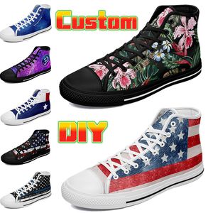 DIY Mina idéskor inkluderar Half Size High Canvas Sneaker Men Women Custom Sneakers Anpassade logotyp Size Fashion Style Mens Trainers With Box 35-47 EUR