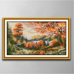 Autumn scenery DIY cross stitch Embroidery Tools Needlework sets counted print on canvas DMC 14CT 11CT cloth