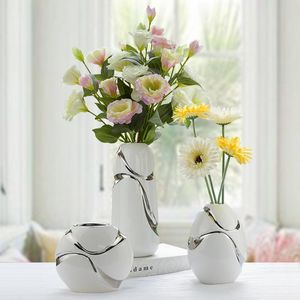 Vases The Living Room Decoration Flower Vase Ceramic Three Piece Modern Minimalist Style Home Furnishing