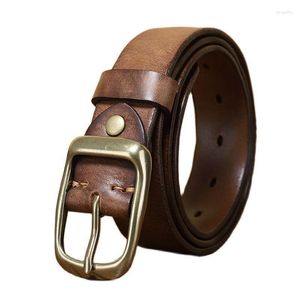 Belts Man Full Grain Cowhide Pin Copper Buckle One Piece Genuine Leather Jeans BeltBelts Fier22