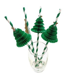 Kreative dreidimensionale Weihnachtsfeier Dekoration Holiday Supplies Fünf Sterne Grüne Weihnachtsbaum Wabenpapier Stroh