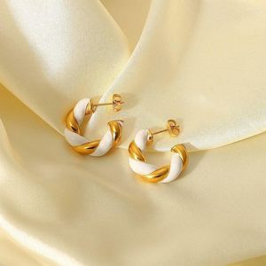 Stud Fashion Twist C vormige oorbellen voor roestvrijstalen vrouwen accessoires industriële piercing sieraden Bijuteria feminina Stud Effi22