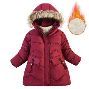Lzh New Winter Girls Parka For Children Warm Outerwear Jacket Kids Hooded Long Thicker Fleece Cotton Down Jacket For Boys clothing J220718