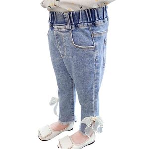 Джинсы девочка лук детские джинсы для девочки -девочка цветочные детские джинсы повседневная детская одежда 210412