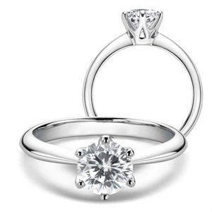 LESF Moissanite Diamond 925 Silver Engagement Ring Classic Round Women's Wedding Gift Size 05/10 Carat