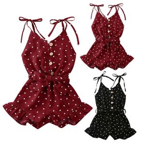 LIORITIIN 1-6 år småbarn barn baby flicka kläder ärmlös romper bågtryck sommarlovsutrustning 2Colors G220510