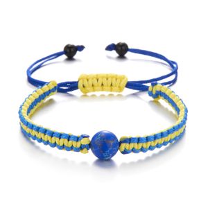 Fashion Design Yellow Blue Cord Cuff Bracelet Adjustable Ukrainian Bracelets Jewelry for Gift