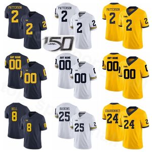 A3740 NCAA Michigan Wolverines College Football 2 Shea Patterson Jersey Big Ten 24 Zach Charbonnet 25 Hassan Haskins 8 Ronnie Bell 13 Tru Wilson