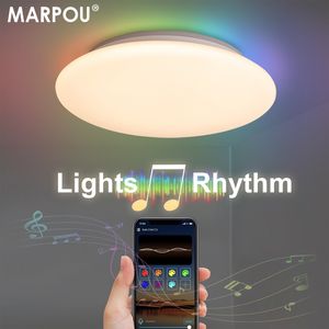 Marpou Smart LED plafondlamp met Alexa Google WiFi RGB Decoratieve armaturen Muziekplafondlichten voor eetkamer in de eetkamer