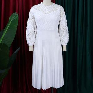 Casual Dresses Temperament Beautiful High Waist Crochet Dress Female Wedding Round Neck For BanquetCasual