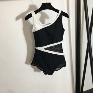 Sexy One Piece Swimsuit Push Up Swimwear Women Black White Stitching Swimsuit Bodysuit Bathing Suit Swim Wear