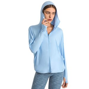 Summer Upf50 Sports Leisure Outdoor Women Jacket Mountaineering Sunscreen Clothes Hooded Ice Silk Ultra-thin Fitness Yoga Coat Hoodies