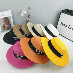 Wide Brim Hats Hand Woven Straw Hat Designer Women Hat Sun Protection Leather Belt Letter P Beach