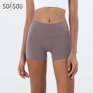 Soisou fitness shorts kvinnlig tät cykel shorts yogakorts andningsbara sportbyxor hög midja inga besvärliga linjer byxor 220707