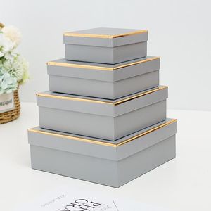 Presentförpackningsboxar med lock Golden dekorativ kapslad för presenter Kartong stora födelsedagar AnniversaryGift
