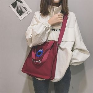 Kadınlar büyük kapasiteli tuval alışveriş yeniden kullanılabilir soild tote bakkal eko çevre alışveriş omuz çantası kız y201224
