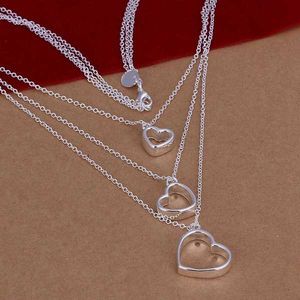 Collane in argento calde per le donne 18 pollici Love Heart Chain Charm Jewelry Fashion Party Wedding Gift Christmas