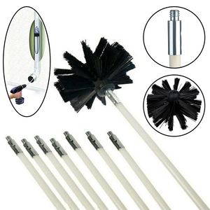 Drill Powered Chimney Cleaning Flue Brush Cleaner Fireplace Sweep Rotary Set Use 1*Brush head 8 *Connecting Rods Tube Pipe Clean 220505