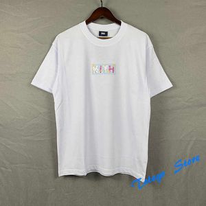 Classic KITH BOX T-shirt Casual Men Women High Quality Floral Print Kith Tee Black White Apricot Short Sleeve Inside Tag