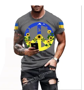 2022 Verão Ucrânia Estilo Flor T Camisetas Homens Mulheres Manga curta T-shirt Impresso