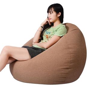 Children' s Chairs without Filling Linen Cloth Cover Sofas Lazy Lounger Cover Baby Seat Bean Bag Sofa Living Room228m