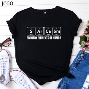 JCGO Summer Cotton Women Frunt 4xl 5xl универсальные забавные буквы печати с коротким рукавом футболка для рубашки повседневная футболка с O-вырезом женская футболка 220511