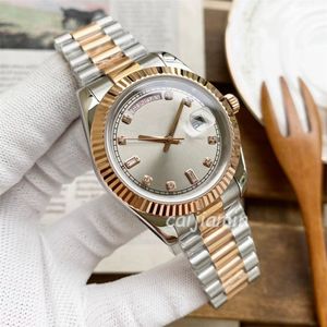 caijiamin -men klockor automatiska mekaniska män klocka 41 mm diamantklockor skiva/rosguld färg rostfritt stål 2813 rörelse mode armbandsur