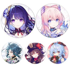 Game Genshin Impact Pin Bluges Anime Genshin Bról na ubraniach Kokomi Raiden Hutao Ganyu Pins do plecaków Dekoracja Prezenty AA220318