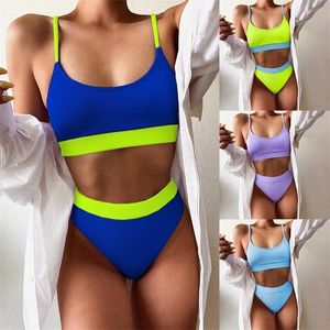 Frauen Badeanzug Zwei Stücke Feste Badebarilian Brazilian Beachwear Sexy High Taille trägerloses Boob Tube Top Bikini Setbiquini 220527