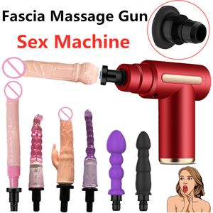 Macchine sexy Dildo Testa del pene Fascia Massaggio Pistola Adattatore Giocattoli per adulti Clitoride Orgasmo Vibratori Donne femminili Masturbatori gay