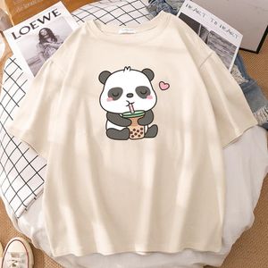 Men s T Shirts Panda Indulging In Drinking Milk Print Men Tee Tops Casual Versatile Short Sleeve Cartoon Loose T Shirt O Neck Man s T Sh